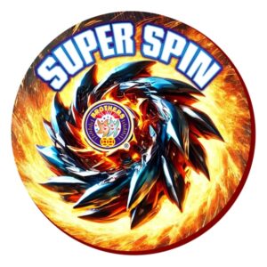 Super Spin Catherine wheel firework spinning with bright, sparkling sparks in a low-noise display, perfect for garden parties and family celebrations.