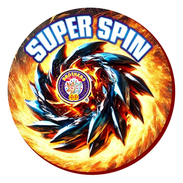 Super Spin Catherine wheel firework spinning with bright, sparkling sparks in a low-noise display, perfect for garden parties and family celebrations.