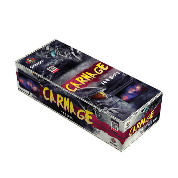 carnage is a brand new compound firework with 300 shots