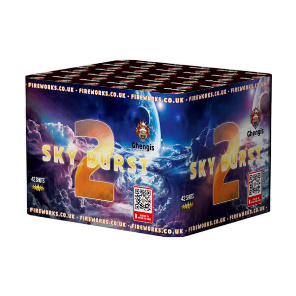 Sky Burst 2 is one of our larger Multi-Shot single ignition fireworks, with a safety distance of 25 meters its for those looking to put on a serious garden display.